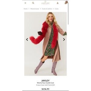 Jayley faux suede jacket jacket with 3/4 sleeves and side slits, ONE SIZE